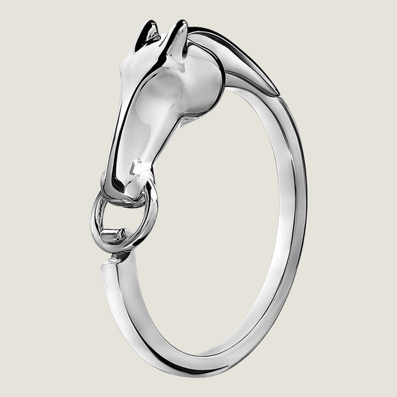 HERMES Galop Bracelet Small Model Sterling Silver sz LG Inner Circ. 6.5" - Picture 1 of 6